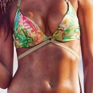 Victoria's Secret VS Swim Hottie Halter Bikini Top Tropical  Strappy 34B